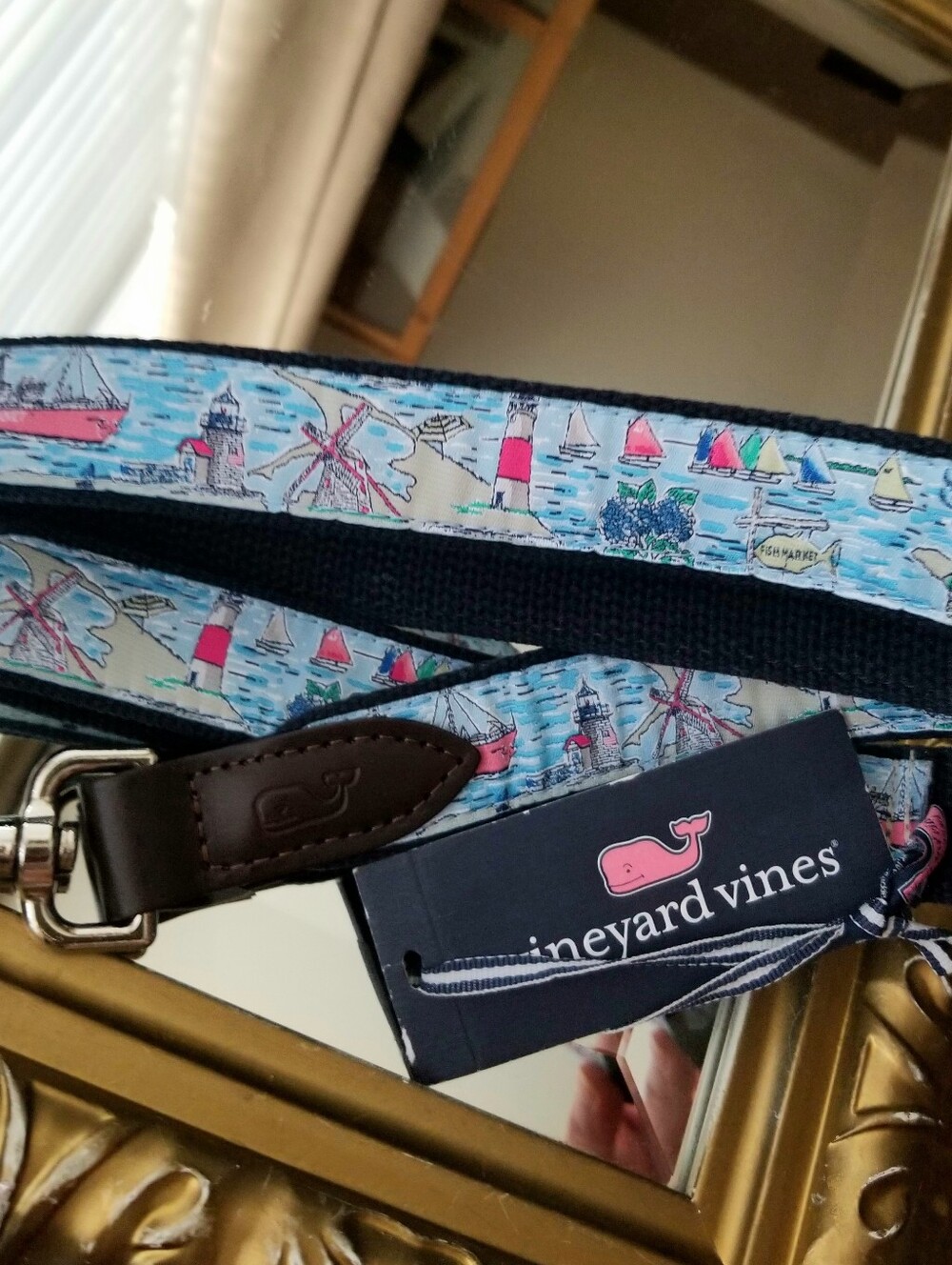 ❗Vineyard Vines Blue Pink Nautical Theme Large Dog Leash Blue❗